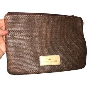 elaine turner brown woven zipper pouch